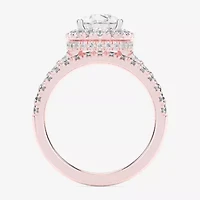 (G-H / Si1-Si2) Womens 1 5/8 CT. T.W. Lab Grown White Diamond 14K Gold Pear Side Stone Halo Bridal Set