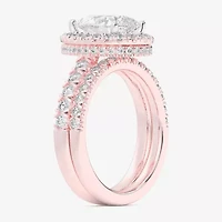 (G-H / Si1-Si2) Womens 1 5/8 CT. T.W. Lab Grown White Diamond 14K Gold Pear Side Stone Halo Bridal Set