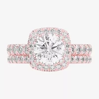 G-H / Si1-Si2) Womens 1 / CT. T.W. Lab Grown White Diamond 14K Gold Round Side Stone Halo Bridal Set