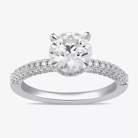 (H-I / SI1-SI2) Womens 2 CT. T.W. White Diamond 10K or 14K Gold Round Side Stone Engagement Ring