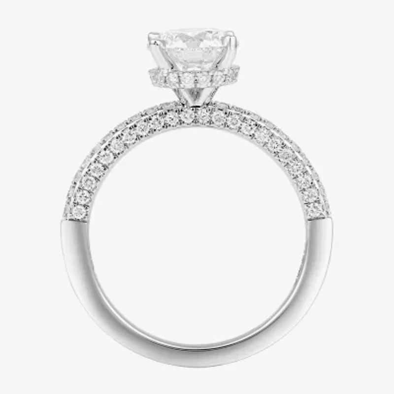 (H-I / SI1-SI2) Womens 2 CT. T.W. White Diamond 10K or 14K Gold Round Side Stone Engagement Ring