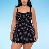 Sonnet Shores Womens Dots Plus Swim Dress