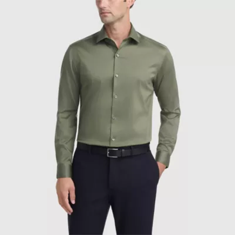 Van Heusen Ultra Wrinkle Free Mens Slim Fit Stretch Fabric Long Sleeve Dress Shirt