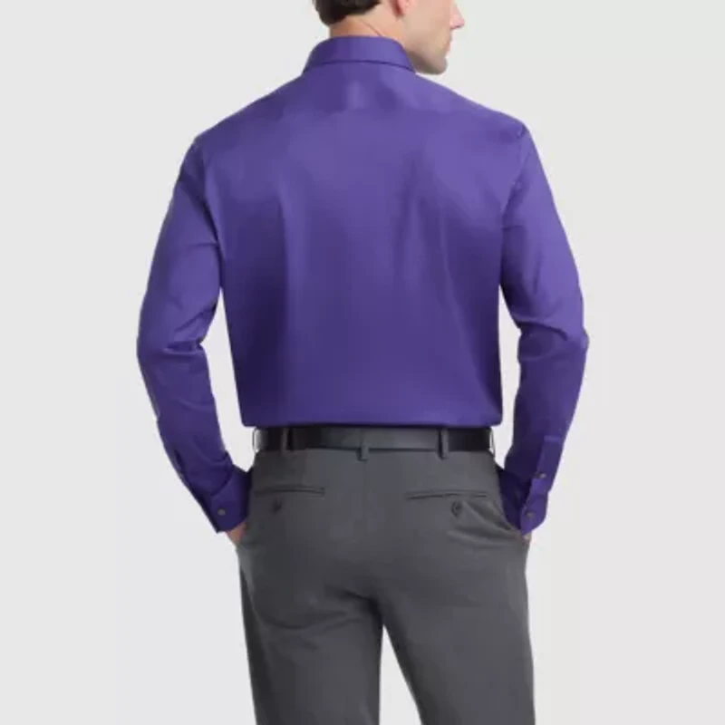 Van Heusen Everyday Defense Stain Shield Mens Regular Fit Stretch Fabric Wrinkle Free Long Sleeve Dress Shirt