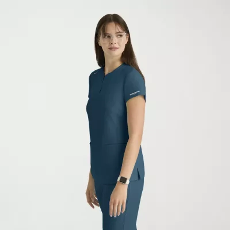 Skechers Skt259 Coast 2-Pocket Top Womens V Neck Short Sleeve Tag Free Stretch Fabric Moisture Wicking Scrub