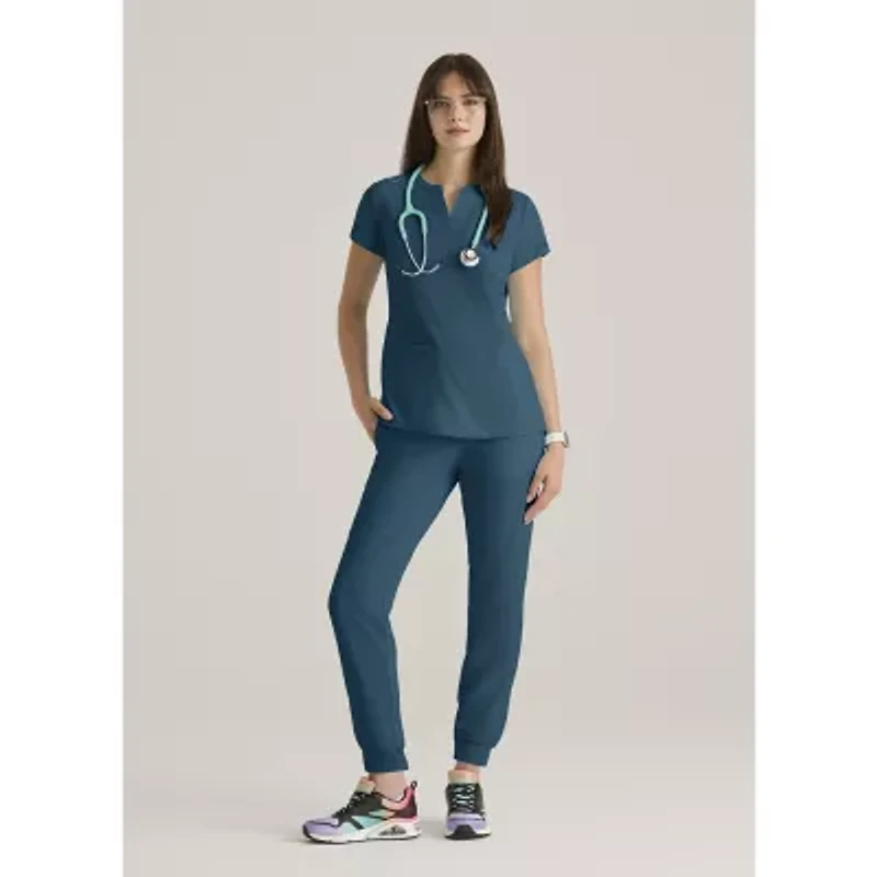 Skechers Skt259 Coast 2-Pocket Top Womens V Neck Short Sleeve Tag Free Stretch Fabric Moisture Wicking Scrub