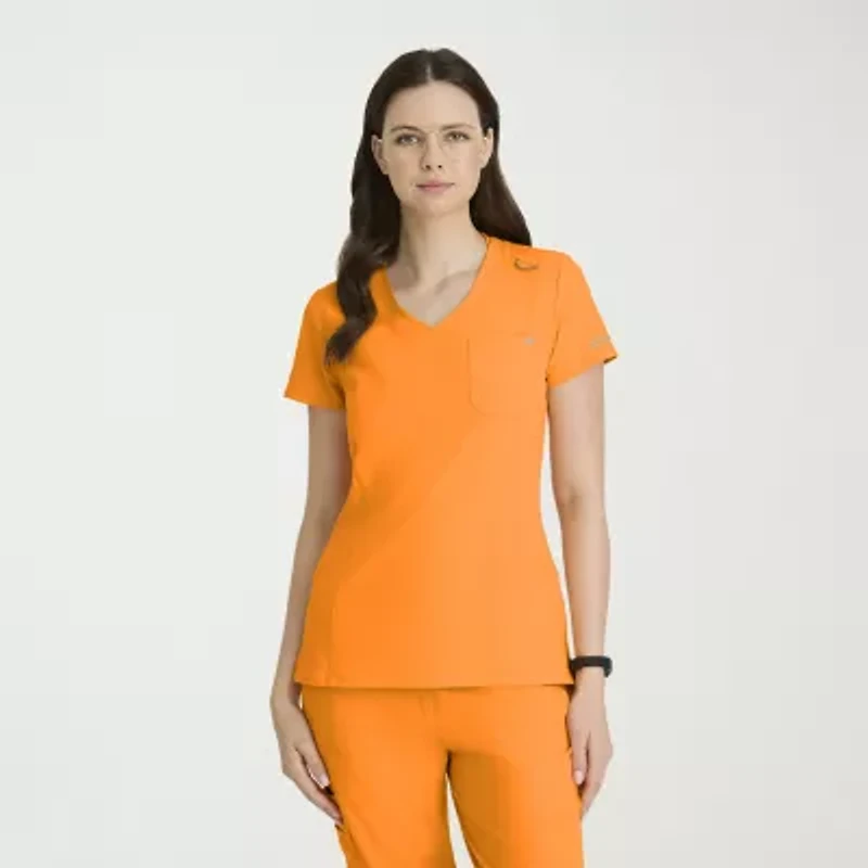 Skechers Skt147 Dignity 1-Pocket Tuck-In Womens V Neck Short Sleeve Tag Free Stretch Fabric Moisture Wicking Scrub Top