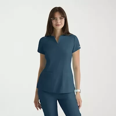 Skechers Skt259 Coast 2-Pocket Top Womens V Neck Short Sleeve Tag Free Stretch Fabric Moisture Wicking Scrub