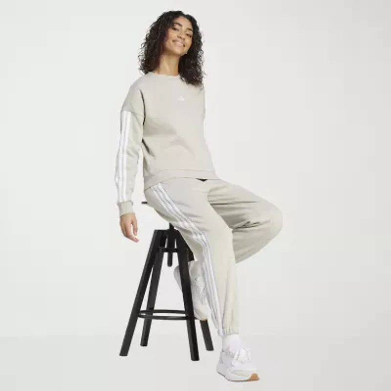 adidas Womens Straight Mid Rise Fleece Active Jogger Pant