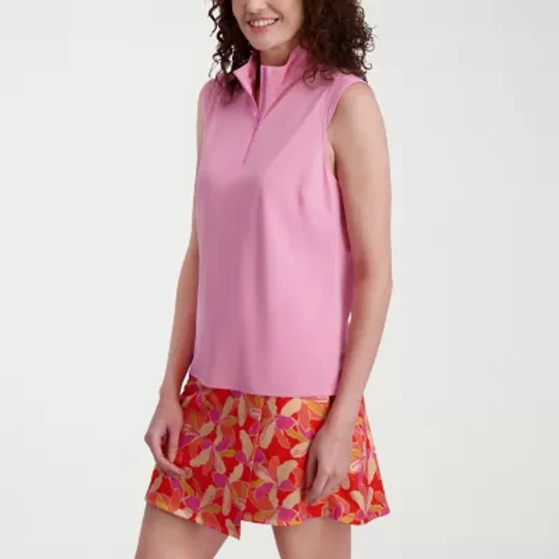 Stella Parker Womens Mock Neck Sleeveless Active Quarter-Zip Pullover