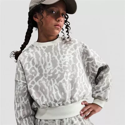 Nike Club Big Kid Girls Crew Neck Fleece Long Sleeve Sweatshirt