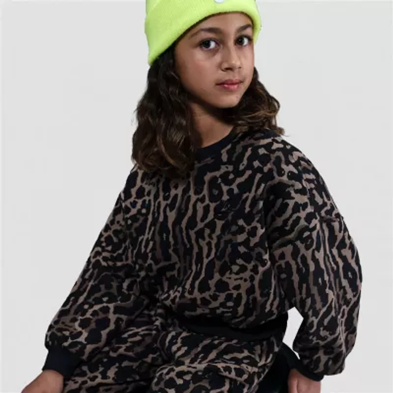 Nike Club Big Kid Girls Crew Neck Fleece Long Sleeve Sweatshirt