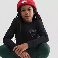 Nike Futura Big Kid Unisex Crew Neck Long Sleeve Regular Fit Graphic T-Shirt