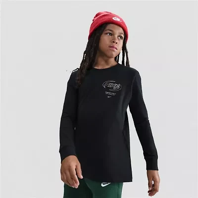 Nike Futura Big Kid Unisex Crew Neck Long Sleeve Regular Fit Graphic T-Shirt