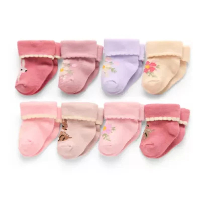 Mini Organics BY NEW YORK Baby Girls 8 Pair Crew Socks