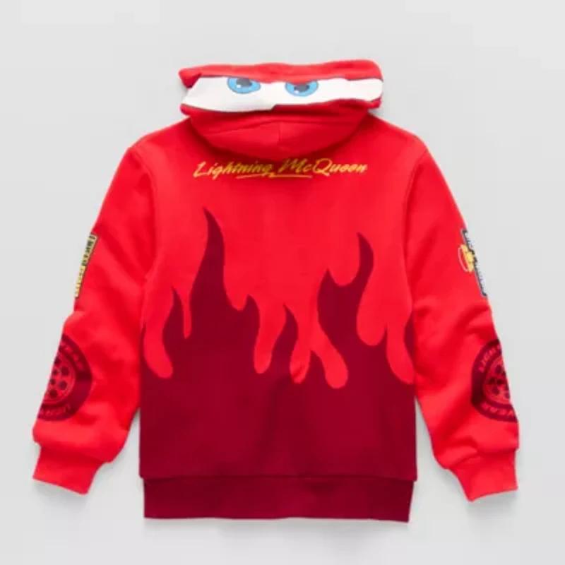 Disney Collection Little & Big Kid Boys Long Sleeve Embroidered Cars Fleece Zipper Hoodie