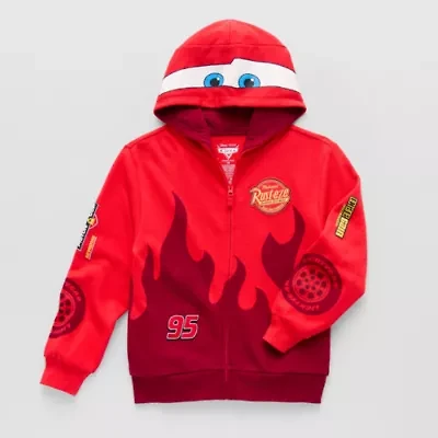 Disney Collection Little & Big Kid Boys Long Sleeve Embroidered Cars Fleece Zipper Hoodie