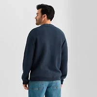 mutual weave Mens V Neck Long Sleeve Button Open Front Cardigan