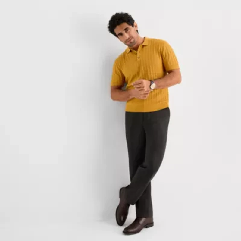 Stafford Mens Short Sleeve Button Polo Sweater