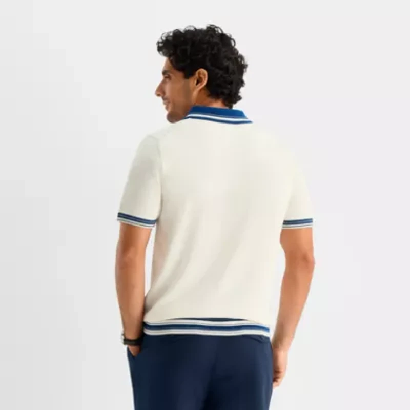 Stafford Johnny Collar Mens Short Sleeve Pullover Sweater