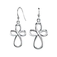 Sterling Silver Open-Loop Cross Earrings