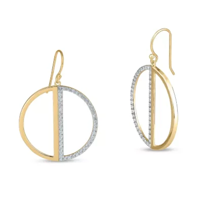 Womens Cubic Zirconia 18K Gold Over Silver Drop Earrings