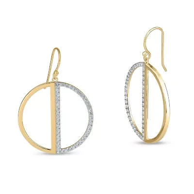 Womens Cubic Zirconia 18K Gold Over Silver Drop Earrings