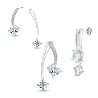 Womens Cubic Zirconia Sterling Silver Drop Earrings