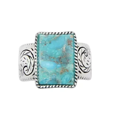 Womens Lab Created Blue Turquoise Sterling Silver Cocktail Ring