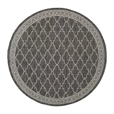 Safavieh Courtyard Collection Keeley Geometric Indoor/Outdoor Round Area Rug