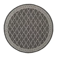 Safavieh Courtyard Collection Keeley Geometric Indoor/Outdoor Round Area Rug