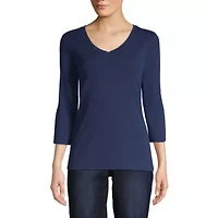 St. John's Bay Womens V Neck 3/4 Sleeve Tall T-Shirt
