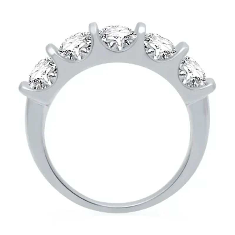 (H-I / I1) Womens 2MM 2 CT. T.W. Lab Grown White Diamond 10K Gold 5-Stone Anniversary Band