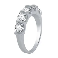 (H-I / I1) Womens 2MM 2 CT. T.W. Lab Grown White Diamond 10K Gold 5-Stone Anniversary Band