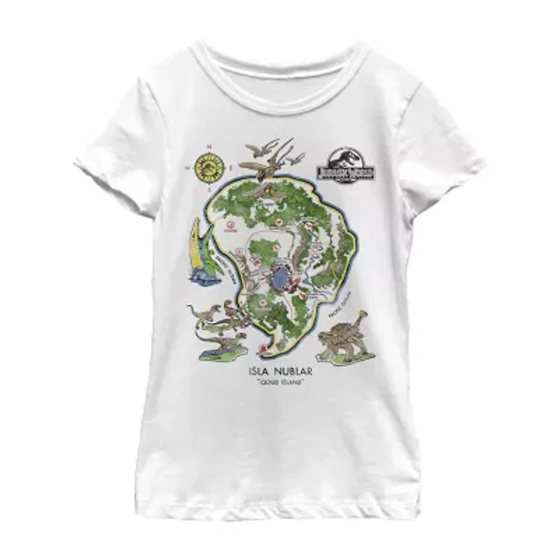 Little & Big Kid Girls Crew Neck Short Sleeve Regular Fit Jurassic World Graphic T-Shirt