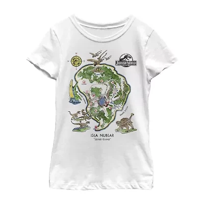 Little & Big Kid Girls Crew Neck Short Sleeve Regular Fit Jurassic World Graphic T-Shirt