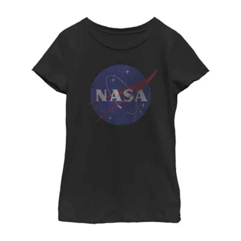 Little & Big Kid Girls Crew Neck Short Sleeve Regular Fit NASA Graphic T-Shirt