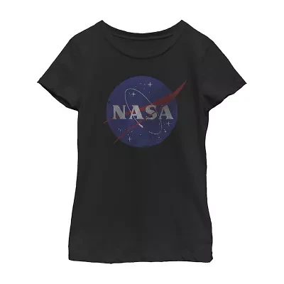 Little & Big Kid Girls Crew Neck Short Sleeve Regular Fit NASA Graphic T-Shirt