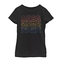 Little & Big Kid Girls Crew Neck Short Sleeve Regular Fit NASA Graphic T-Shirt