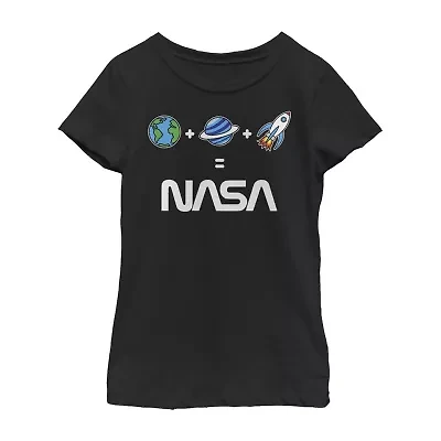 Little & Big Kid Girls Crew Neck Short Sleeve Regular Fit NASA Graphic T-Shirt