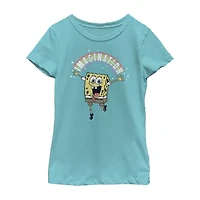 Little & Big Kid Girls Crew Neck Short Sleeve Regular Fit Spongebob Graphic T-Shirt