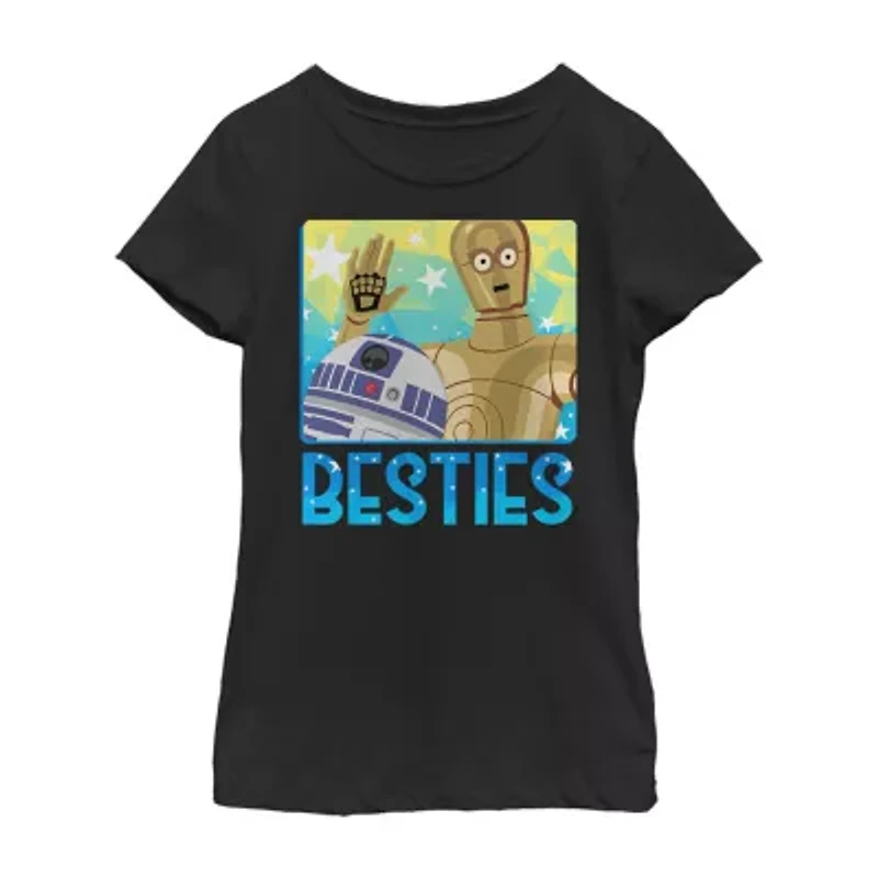 Girls Crew Neck Short Sleeve Regular Fit Star Wars Graphic T-Shirt