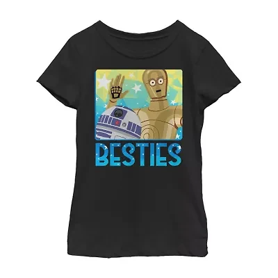 Girls Crew Neck Short Sleeve Regular Fit Star Wars Graphic T-Shirt