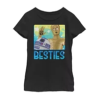 Girls Crew Neck Short Sleeve Regular Fit Star Wars Graphic T-Shirt