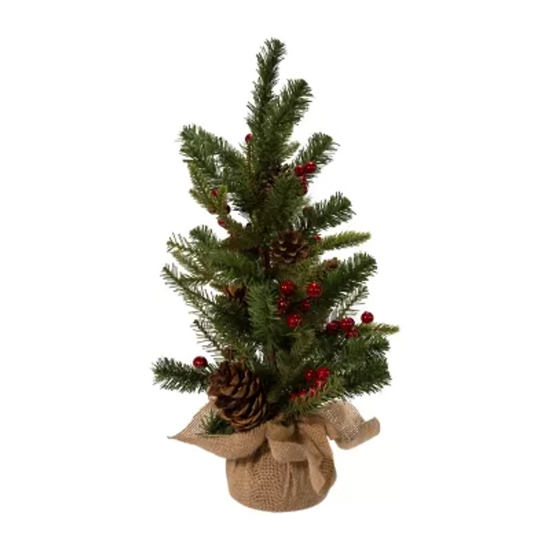 Kurt Adler 24-Inch Red Berries And Pinecones Tree 2 Foot Christmas Tree