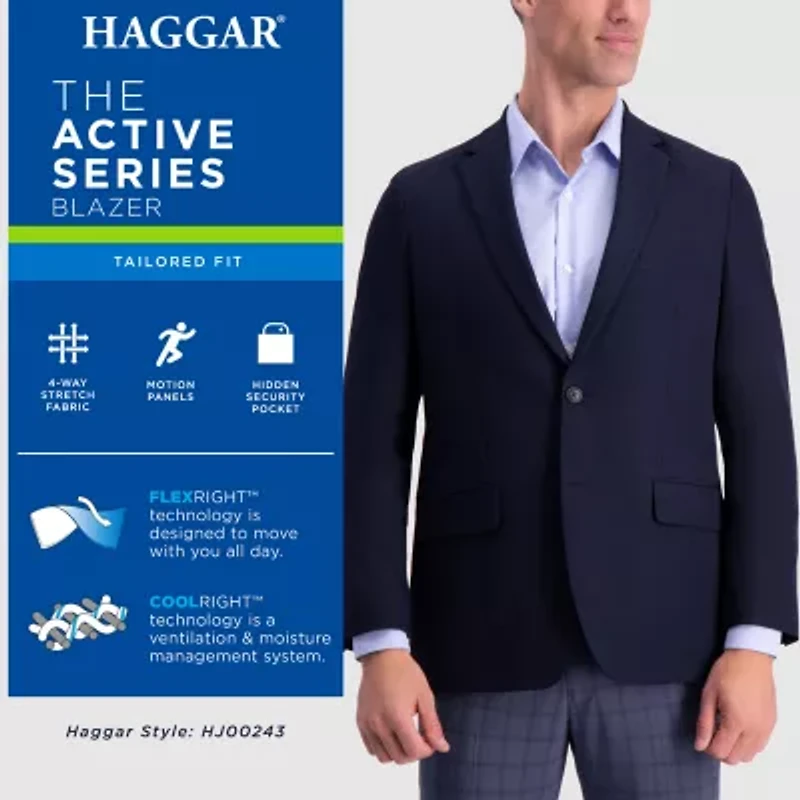 Haggar The Active Series Tailored Mens Stretch Fabric Regular Fit Sport Coat
