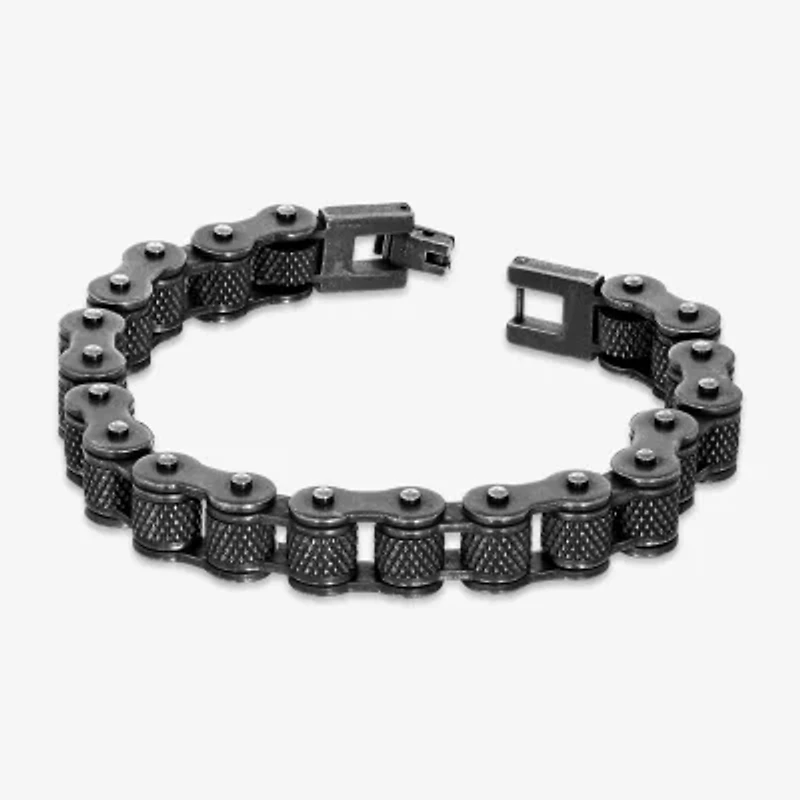 Mens Stainless Steel 9 Inch Solid Link Chain Bracelet