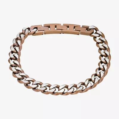 Mens Stainless Steel Inch Solid Curb Chain Bracelet