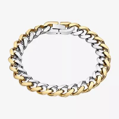 Mens Stainless Steel 9 Inch Solid Curb Chain Bracelet