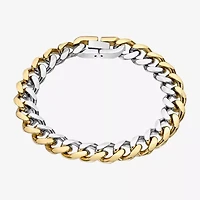Mens Stainless Steel 9 Inch Solid Curb Chain Bracelet